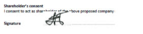 A screenshot showing a signature image that was pasted onto the document.